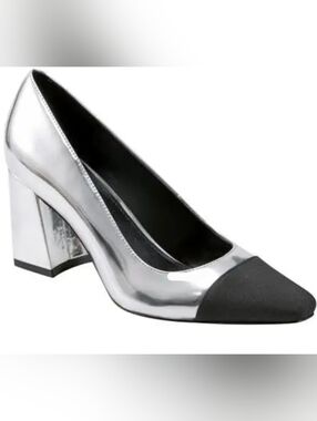 Marc Fisher Vernie Block Heel Pump in Silver New Size 8